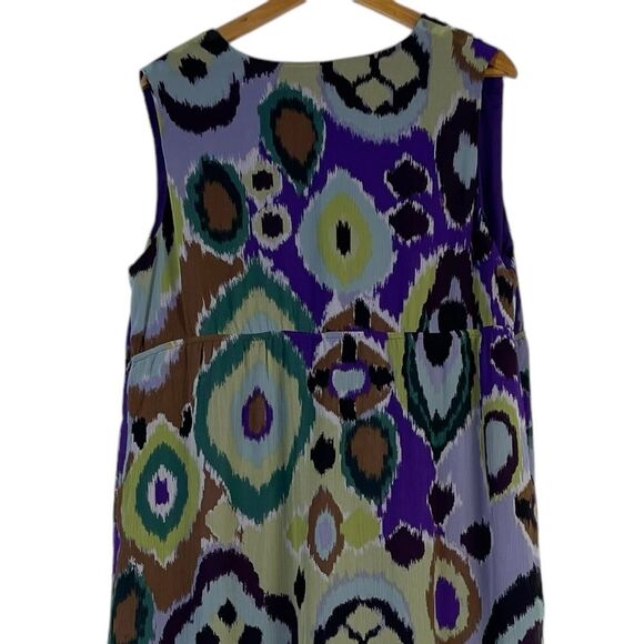 Chico's Chelsea Crinkle Chiffon Maxi Dress Size 3 / XL NEW Purple Ikat Print - Picture 6 of 8